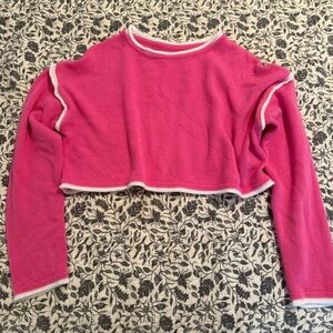 hot pink and white cropped sweater